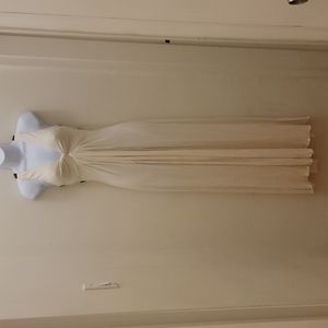 Sky Cream Jersey Maxi w Woven Leather Straps